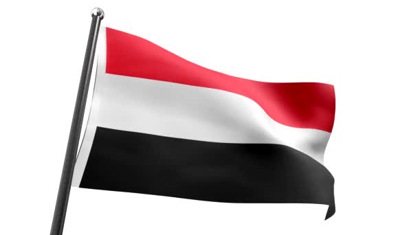 Йемен Флаг Белом Фоне Анимация 3840 2160 — стоковое видео