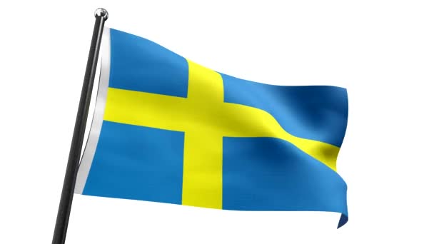 Σουηδία Σημαία Που Απομονώνεται Λευκό Φόντο Animation 3840 2160 — Αρχείο Βίντεο
