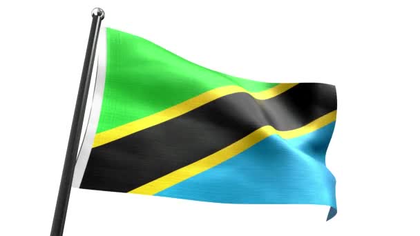 Tansania Flagge Isoliert Auf Weißem Hintergrund Animation 3840 2160 — Stockvideo