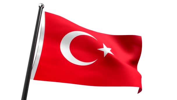 Türkiye Beyaz Arkaplanda Izole Edilmiş Bayrak Animasyon 3840 2160 — Stok video