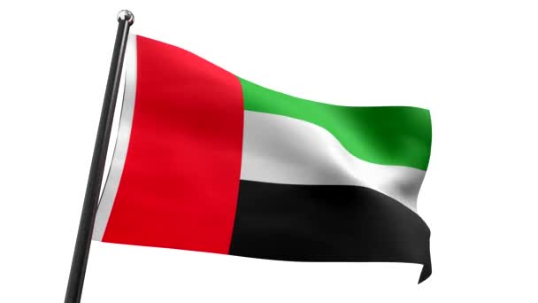 Spojené Arabské Emiráty Sae Vlajka Izolovaná Bílém Pozadí Animace 3840 — Stock video