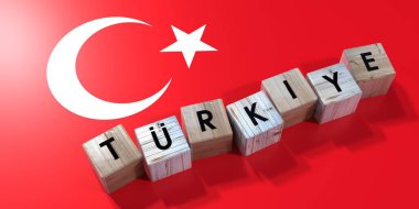 Türkiye - Türkiye - Tahta küpler ve ülke bayrağı - 3D illüstrasyon