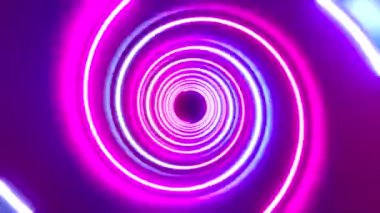 Sarmal şekilli soyut neon tünel - 3D 4k animasyon (3840x2160px)