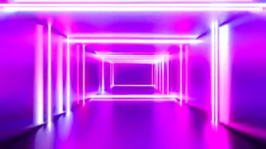 Soyut neon ışık tüneli - 3D 4k animasyon (3840x2160px)