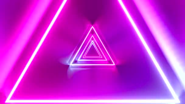 Abstrakt Neontunnel Med Rörliga Trianglar Animation 3840X2160Px — Stockvideo