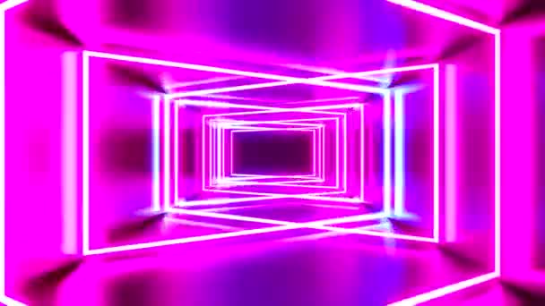 Abstract Neon Lights Tunnel Animation 3840X2160Px — Stock Video