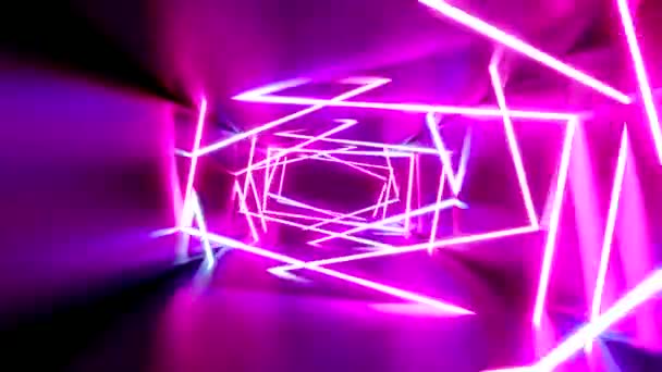 Abstraktní Neonový Světelný Tunel Animace 3840X2160Px — Stock video