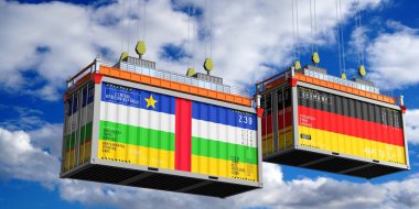 Orta Afrika Cumhuriyeti ve Almanya 'nın bayraklı konteynırları - 3D illüstrasyon