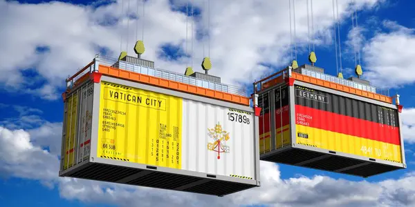 Vatikan ve Almanya 'nın bayraklı konteynırları - 3 boyutlu illüstrasyon