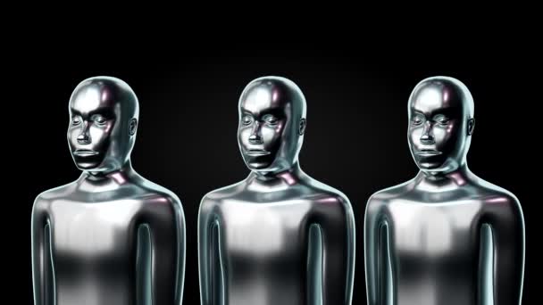 Τρία Ασημένια Ανθρώπινα Πρόσωπα Σκούρο Φόντο Animation 3840 2160 — Αρχείο Βίντεο