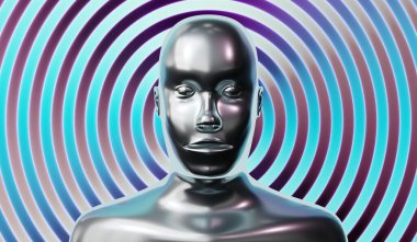 Metalik kafa şekli - 3B illüstrasyon