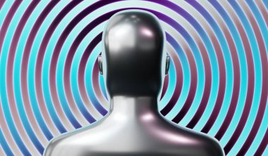 Metalik kafa şekli - 3B illüstrasyon