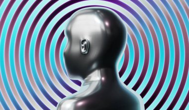 Metalik kafa şekli - 3B illüstrasyon