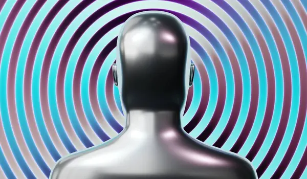 Metalik kafa şekli - 3B illüstrasyon