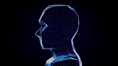 Dönen geometrik adam yüzü - 3D 4k animasyon (3840 x 2160 px)