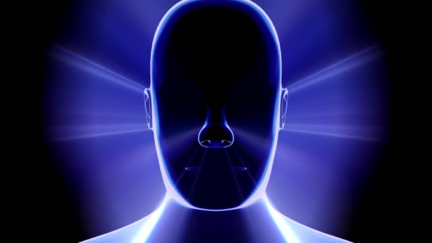 Blue Man Face Light Rays Zoom Effect Animation 3840 2160 — стоковое видео
