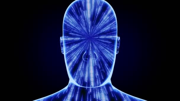 Геометричне Обличчя Людини Матричний Бінарний Код Анімація 3840 2160 — стокове відео
