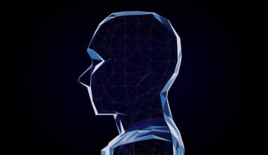 Geometrik kablo adam yüzü - 3 boyutlu illüstrasyon