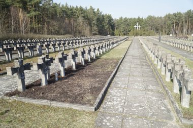 Palmiry, Polonya - 3 Mart 2024 - 2. Dünya Savaşı sırasında 2000 'den fazla kurbanın mezarlığı ve anıtı