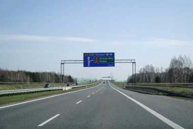 Minsk Mazowiecki, Polonya - 10 Mart 2024 - A2 karayolu bilgi kurulu