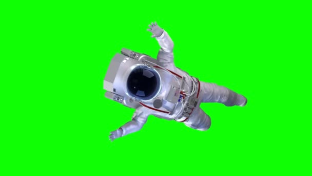 Astronaut Wearing Space Suit Flies Space Isolated Green Background Animation — Stock Video