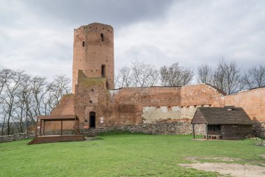 Czersk, Poland - March 24th, 2024 - Castle of Masovian Dukes - tower, defensive wall and courtyard clipart