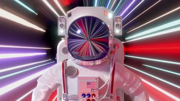 Astronauta Che Indossa Una Tuta Spaziale Vola All Interno Del — Video Stock