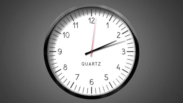 Relógio Parede Clássico Fundo Cinza Horas Animação 3840 2160 — Vídeo de Stock