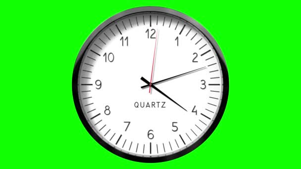 グリーンバックグラウンドの古典的な壁時計 アニメーション 3840 2160 — ストック動画
