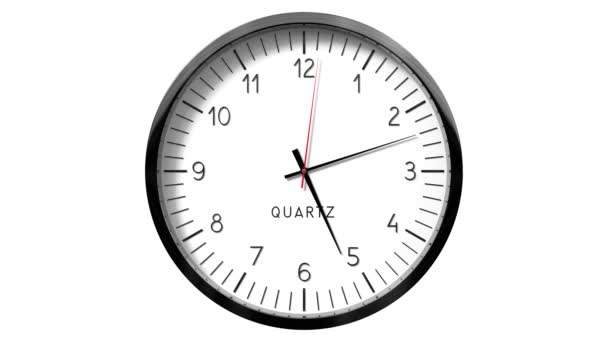 Relógio Parede Clássico Sobre Fundo Branco Horas Animação 3840 2160 — Vídeo de Stock