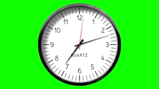 Reloj Pared Clásico Sobre Fondo Verde Horas Animación 3840 2160 — Vídeos de Stock