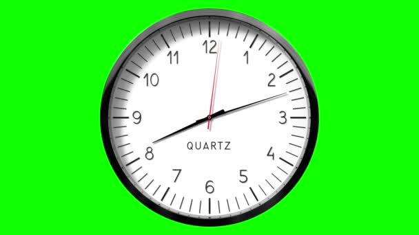 Классические Настенные Часы Зеленом Фоне Часов Анимация 3840 2160 — стоковое видео