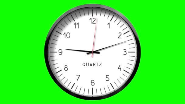 Orologio Parete Classico Sfondo Verde Dalle Alle Animazione 3840 2160 — Video Stock
