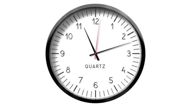 Reloj Pared Clásico Sobre Fondo Blanco Horas Animación 3840 2160 — Vídeos de Stock
