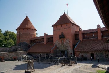 Trakai, Lithuania - September 11th, 2023 - Medieval castle - countryard and entrance gate clipart