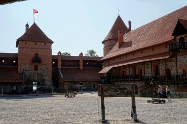 Trakai, Lithuania - September 11th, 2023 - Medieval castle - countryard and entrance gate clipart