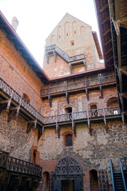 Trakai, Litvanya - 11 Eylül 2023 - Ortaçağ Şatosu, Üst Saray Avlusu