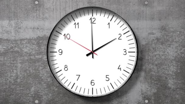 Classic Clock Concrete Wall Showing Clock Animation 3840 2160 — Stock Video