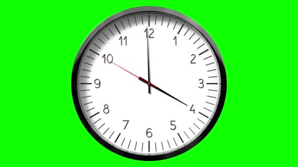 Horloge Murale Classique Sur Fond Vert Heures Animation 3840 2160 — Video