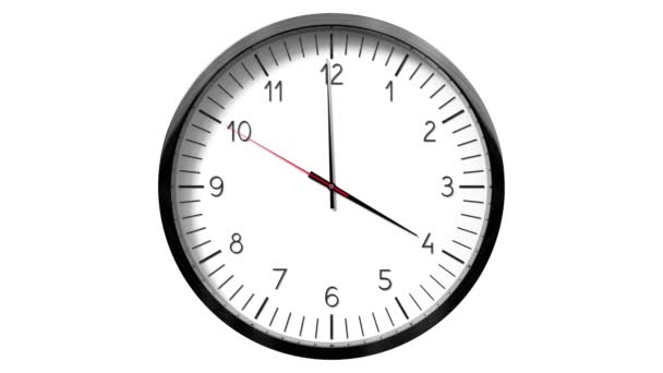 Relógio Parede Clássico Sobre Fundo Branco Horas Animação 3840 2160 — Vídeo de Stock