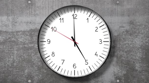 Reloj Clásico Pared Hormigón Que Muestra Reloj Animación 3840 2160 — Vídeo de stock