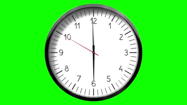 Класичний Настінний Годинник Зеленому Фоні Годинник Анімація 3840 2160 — стокове відео