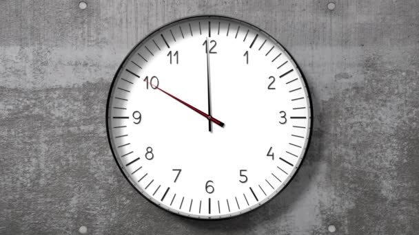 Classic Clock Concrete Wall Showing Clock Animation 3840 2160 — Stock Video