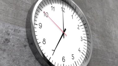 Connetnet duvarındaki klasik saat - 7 saat - 3 boyutlu 4k animasyon (3840 x 2160 px)