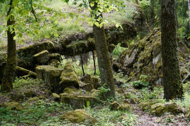 Ketrzyn, Gierloz, Poland - May 11th 2024 - Ruins of a bunker in Wolf's Liar