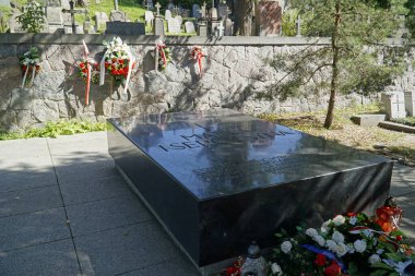 Vilnius, Litvanya - 7 Eylül 2023 - Rasos Mezarlığı 'ndaki Jozef Pilsudski Mezarı