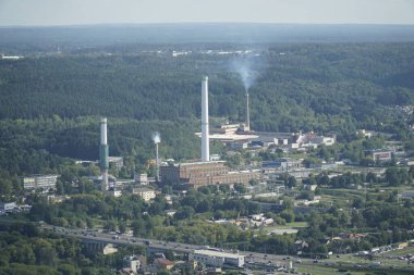 Vilnius, Litvanya - 4 Eylül 2023 - TV kulesinden hava görüntüsü