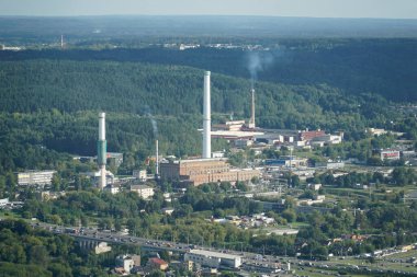 Vilnius, Litvanya - 4 Eylül 2023 - TV kulesinden hava görüntüsü