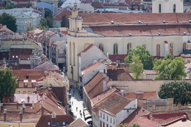 Vilnius, Litvanya - 3 Eylül 2023 - Eski şehrin havadan görünüşü