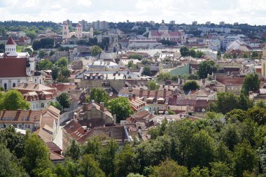 Vilnius, Litvanya - 3 Eylül 2023 - Eski şehrin havadan görünüşü